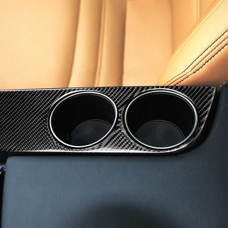 Car Carbon Fiber Water Cup Holder Panel Decorative Sticker for Lexus IS250 2013-, Left Drive