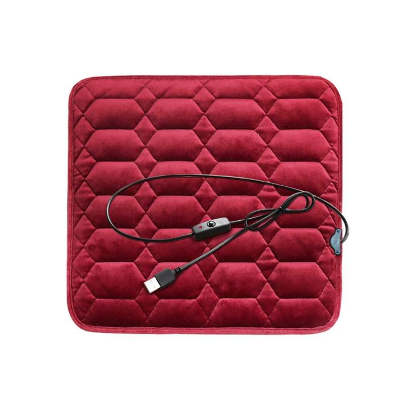 Car USB Seat Heater Cushion Warmer Cover Winter Heated Warm Mat, Style: Square (Black)