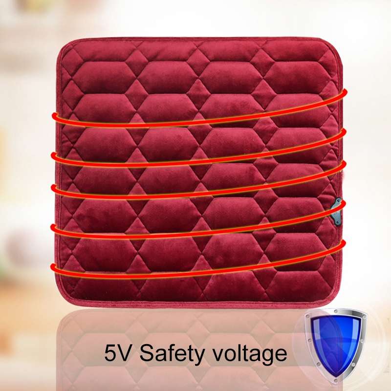 Car USB Seat Heater Cushion Warmer Cover Winter Heated Warm Mat, Style: Square (Black)