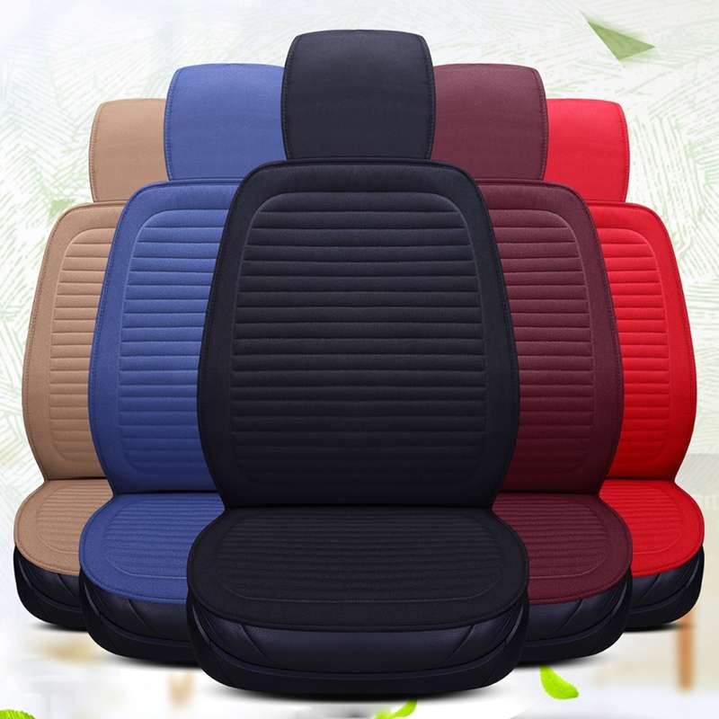 Car Four Seasons Linen Fabric Front Seat Cushion (Blue)