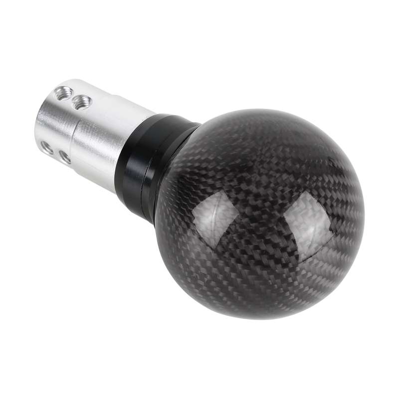 Universal Car Pressable Telescopic Carbon Fiber Gear Head Gear Shift Knob, Length: 9.5cm (Black)