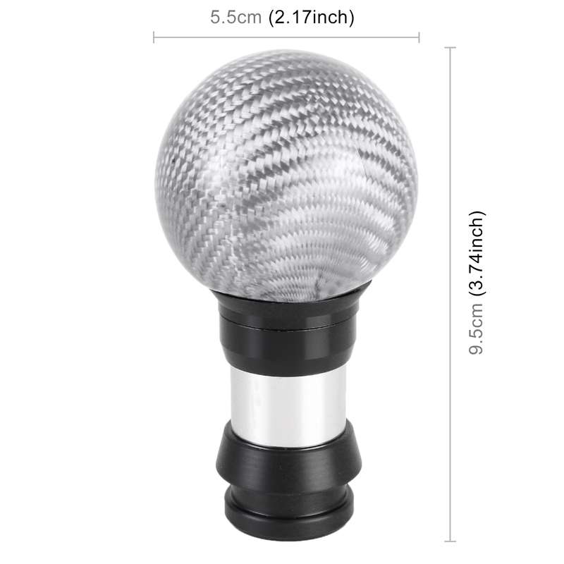 Universal Car Pressable Telescopic Carbon Fiber Gear Head Gear Shift Knob, Length: 9.5cm (Black)