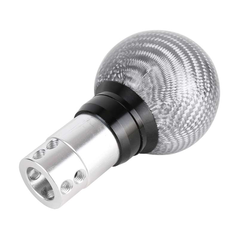 Universal Car Pressable Telescopic Carbon Fiber Gear Head Gear Shift Knob, Length: 9.5cm (Black)