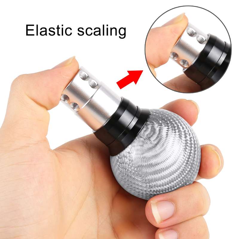 Universal Car Pressable Telescopic Carbon Fiber Gear Head Gear Shift Knob, Length: 9.5cm (Black)