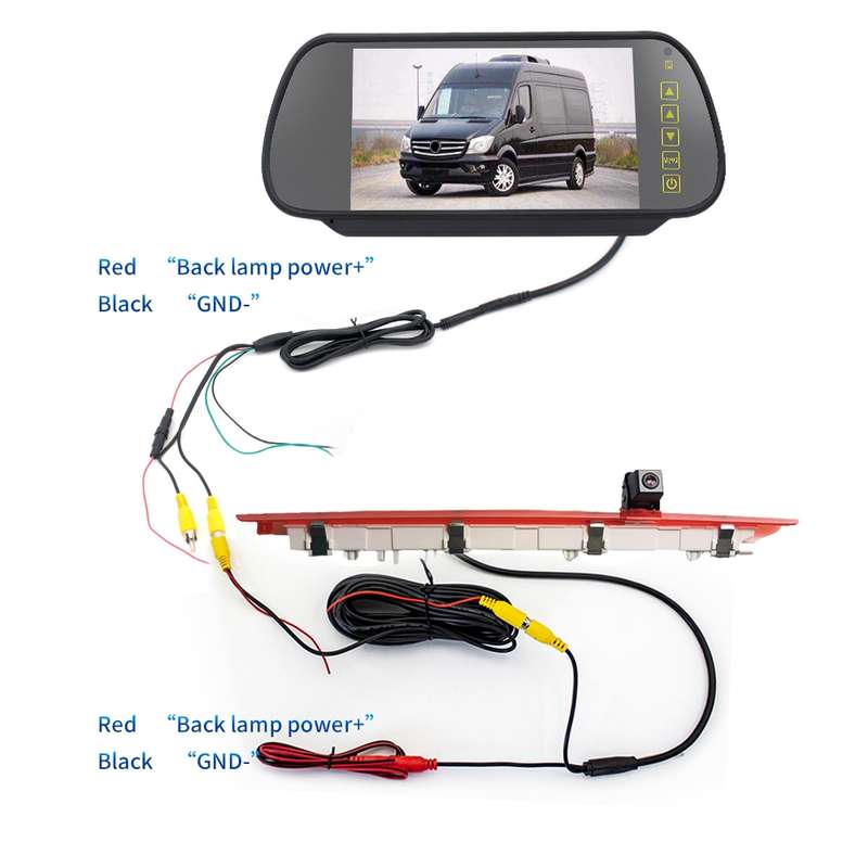 PZ468 Car Waterproof 170 Degree Brake Light View Camera + 7 inch Rearview Monitor for Mercedes-Benz