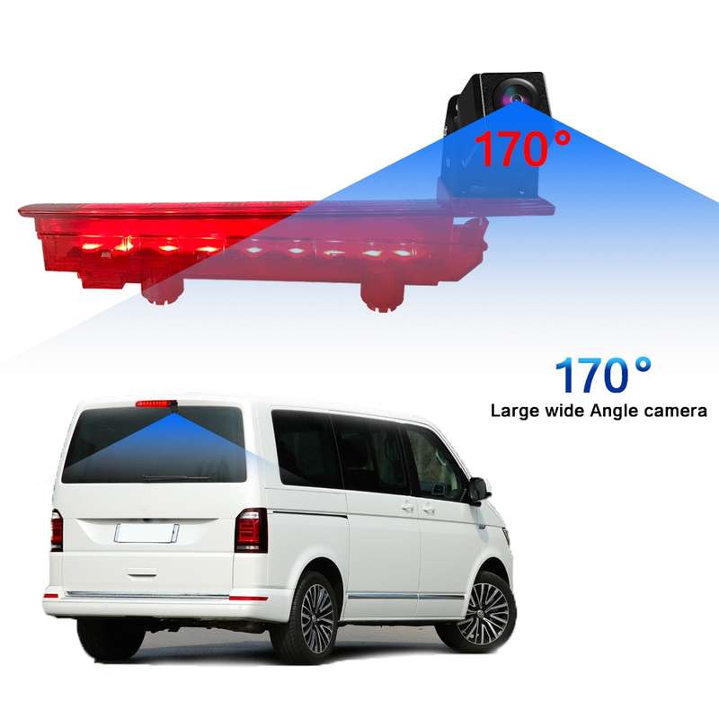 PZ470 Car Waterproof 170 Degree Brake Light View Camera + 7 inch Rearview Monitor for Volkswagen T5
