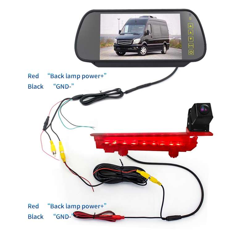 PZ470 Car Waterproof 170 Degree Brake Light View Camera + 7 inch Rearview Monitor for Volkswagen T5