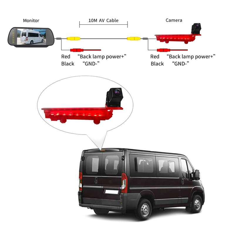 PZ470 Car Waterproof 170 Degree Brake Light View Camera + 7 inch Rearview Monitor for Volkswagen T5
