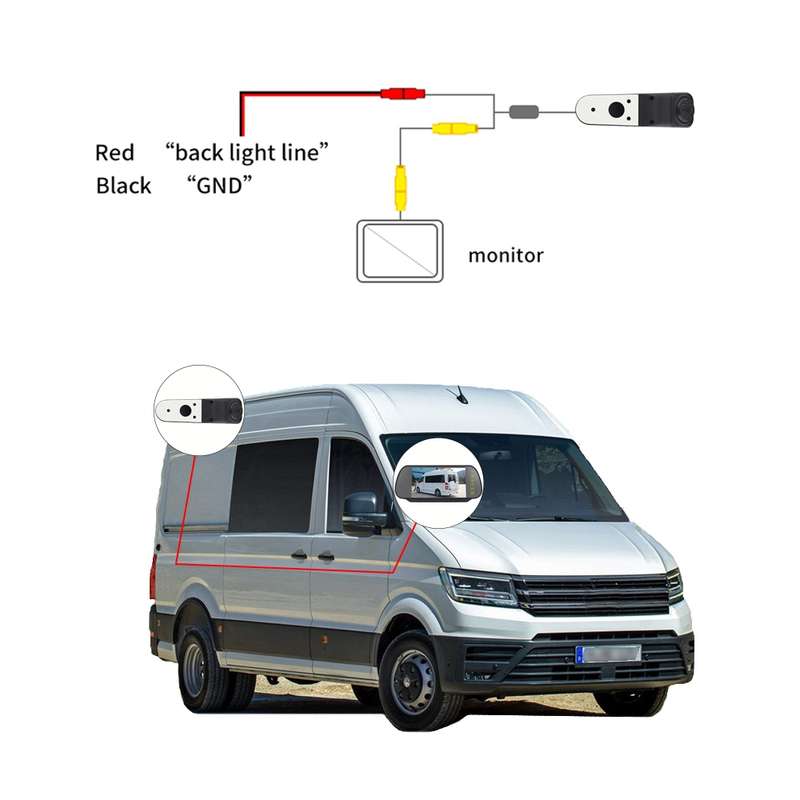 PZ475 Car Waterproof 170 Degree Brake Light View Camera + 7 inch Rearview Monitor for Volkswagen Cra