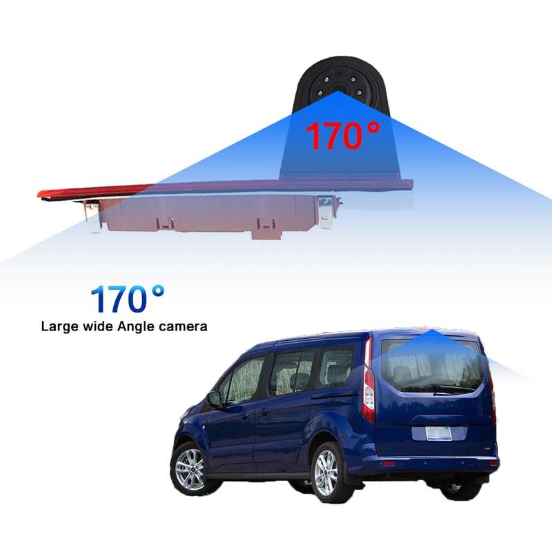 PZ477 Car Waterproof 170 Degree Brake Light View Camera + 7 inch Rearview Monitor for Ford Transit C