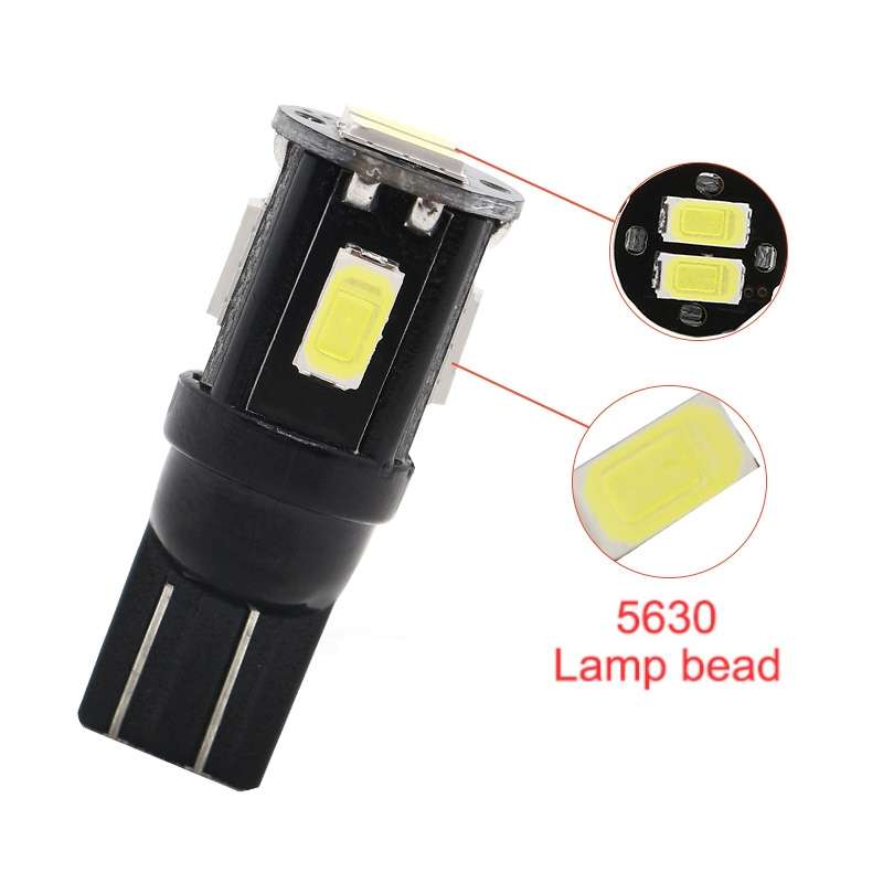 10 PCS T10 DC12V / 1.5W / 6000K / 80LM Car Decoding LED Clearance Lights with 6LEDs SMD-5630 Lamp Be