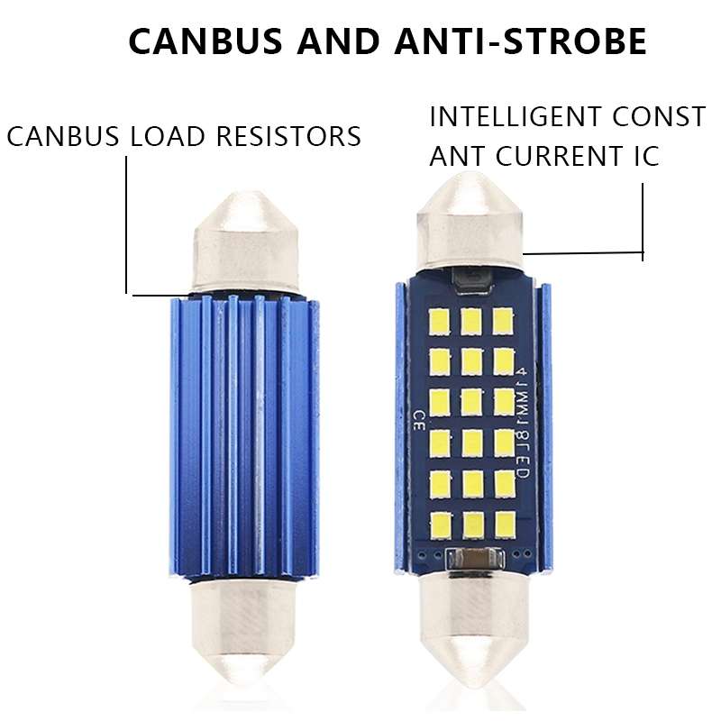 2pcs 36mm DC12-24V / 1W / 6000K / 60LM 15LEDs SMD Car Reading Lamp Dome Light