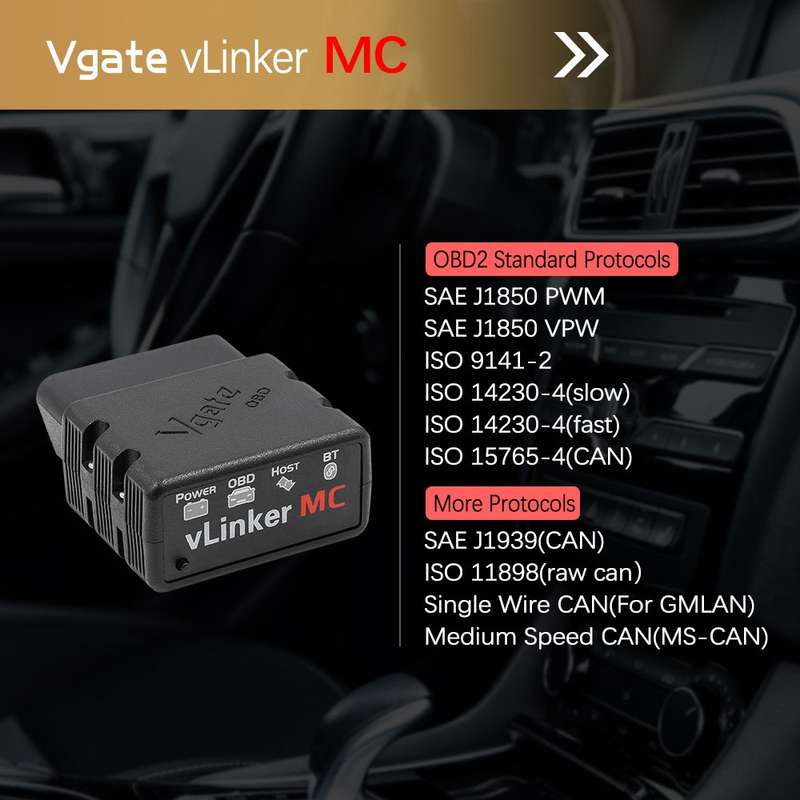 Vgate VLINKER MC V2.2 Bluetooth 3.0 Car OBD Fault Diagnosis Detector