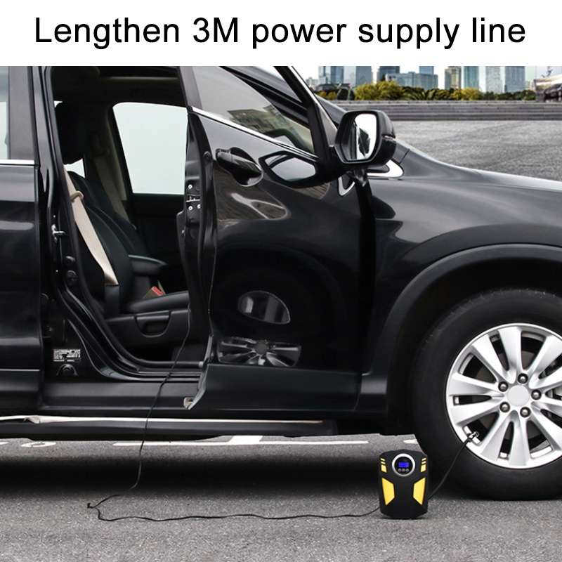Car 12V Portable Inflatable Cylinder Pedal Digital Display Air Pump with Light & Tool Box