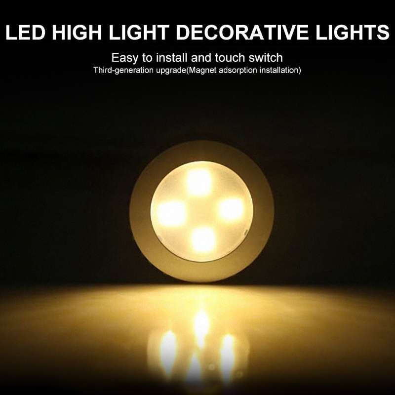 R-1633 4.5V / 0.3W 4LEDs Car Indoor Dome Light LED Touch Night Light (Gold)