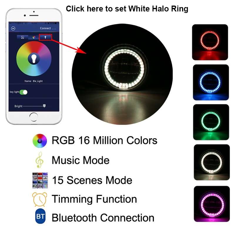 2 PCS DC12V-30V / 30W / 3A / 1440LM 12LEDs 4 inch Car LED Colorful Fog Light, Style: Black Backgrou