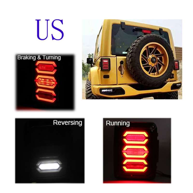 1 Pair 15W DC 12V IP67 4 in 1 Car LED Tail Lights / Driving Lights / Brake Lights/Turn Reverse, US V