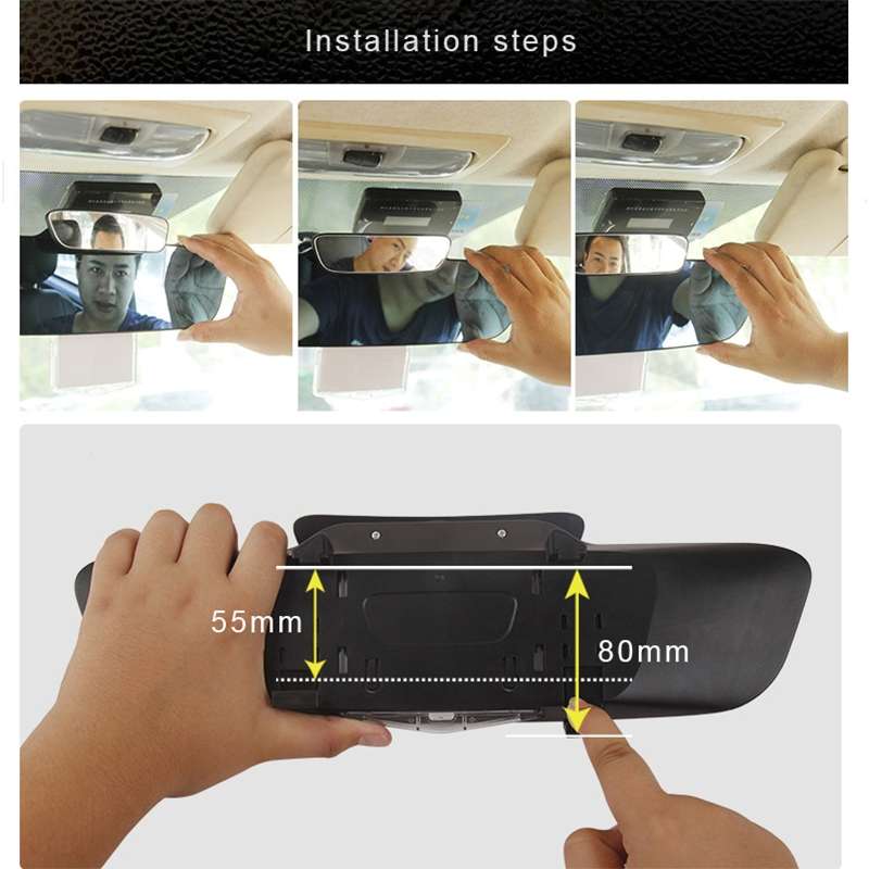 YC-193 Multifunctional Car Interior Rearview Mirror Large Field of Vision Anti-glare Auxiliary Car B