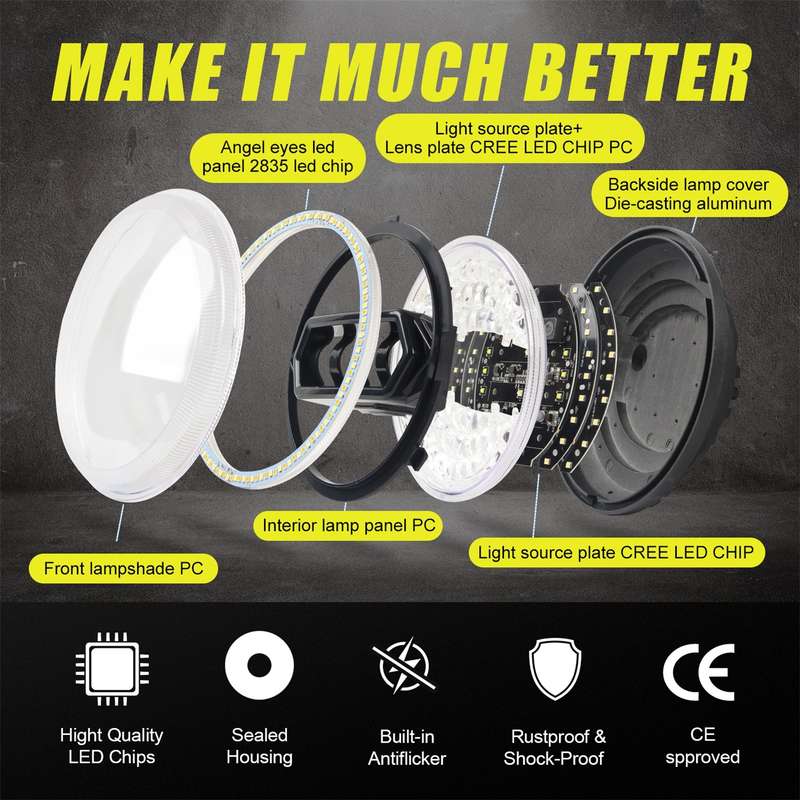 Motorcycle Crystal 5.75 inch LED Headlight Modification Accessories