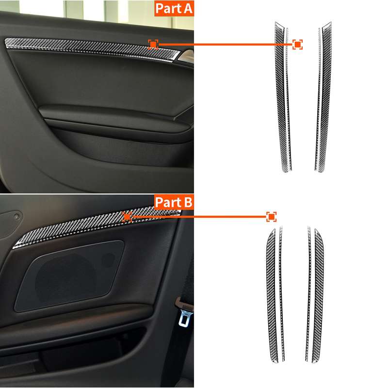8 in 1 Car Carbon Fiber Door Panel Decorative Sticker for Audi A5 Hard Top 2008-, Left and Right Dri