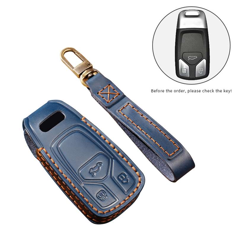 Hallmo Car Cowhide Leather Key Protective Cover Key Case for Audi A6L / A8L / A4 / A7 / A5 A St