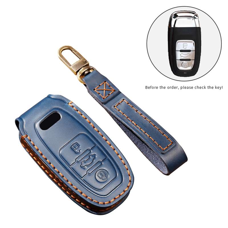 Hallmo Car Cowhide Leather Key Protective Cover Key Case for Audi A6L / A8L / A4 / A7 / A5 B Style(B