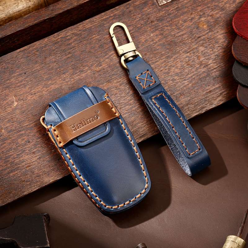 Hallmo Car Cowhide Leather Key Protective Cover Key Case for Haval H6(Black)