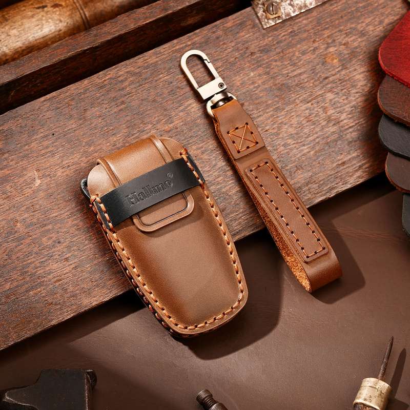 Hallmo Car Cowhide Leather Key Protective Cover Key Case for Haval H6(Black)