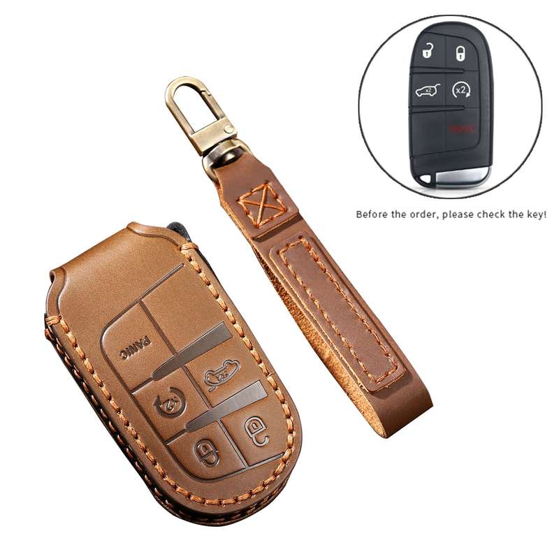 Hallmo Car Cowhide Leather Key Protective Cover Key Case for Jeep Compass(Black)