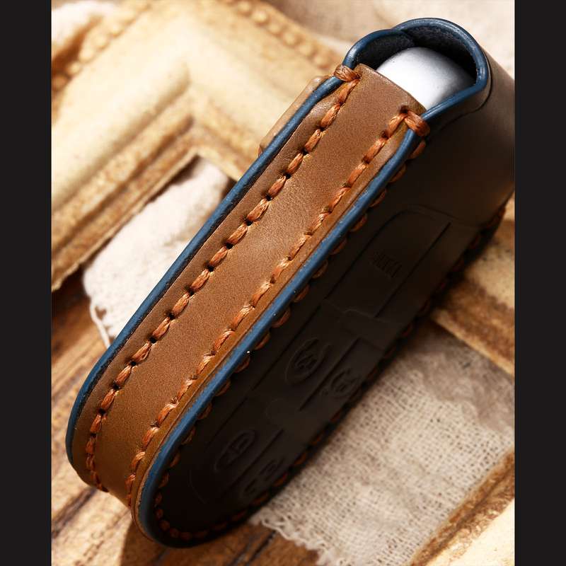 Hallmo Car Cowhide Leather Key Protective Cover Key Case for Jeep Compass(Black)