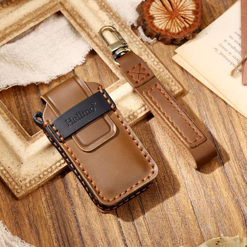 Hallmo Car Cowhide Leather Key Protective Cover Key Case for Mitsubishi Outlander(Black)