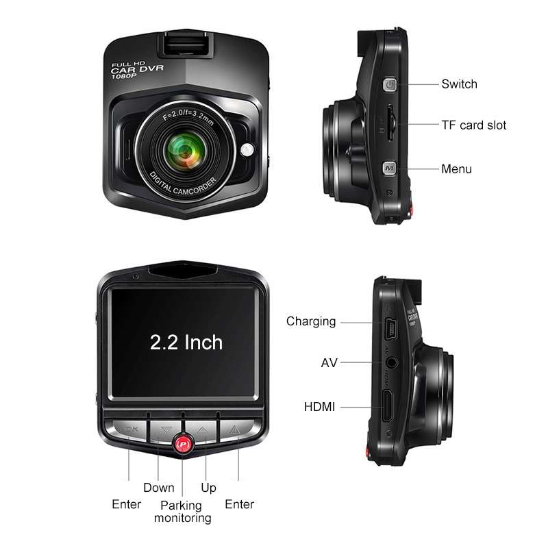2.2 inch Car 480P Single Recording Shield Driving Recorder DVR Support Parking Monitoring / Loop Rec