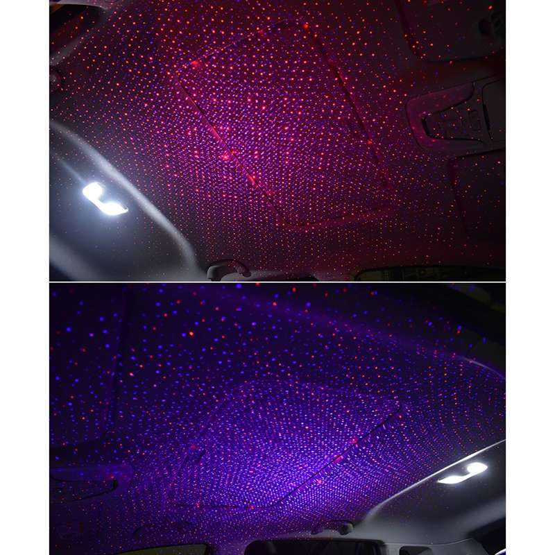 C208 5V 0.1W IPX4 USB Car Rotating Star Lights Red Blue Starry Sky Atmosphere Lamp