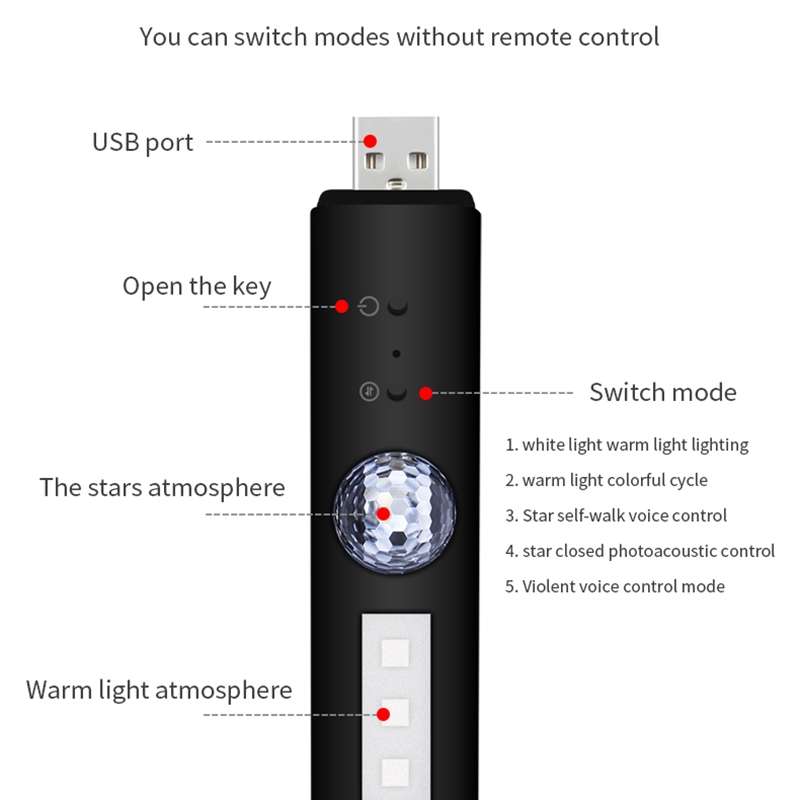 D88 5V 2.5W Car Colorful Starry Sky Atmosphere Lamp without Remote Control