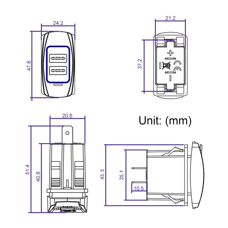 Car 4.8A Double-sided Mobile Phone Charger