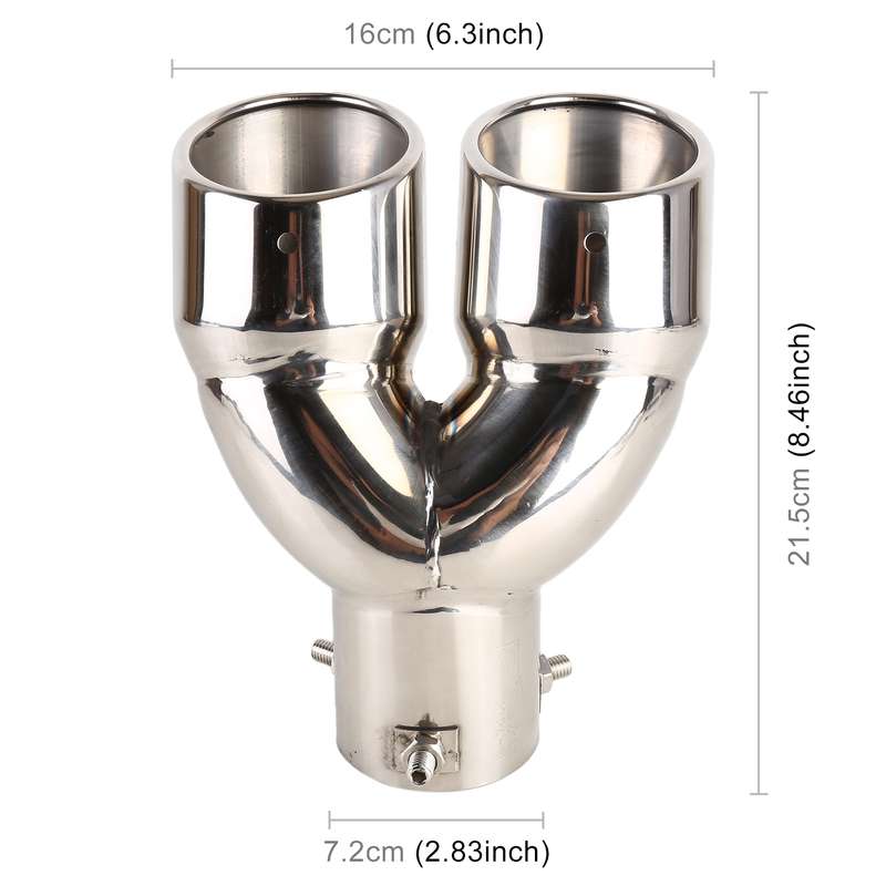 Universal Car Styling Stainless Steel Elbow Exhaust Tail Muffler Tip Pipe, Inside Diameter: 7.2cm (G