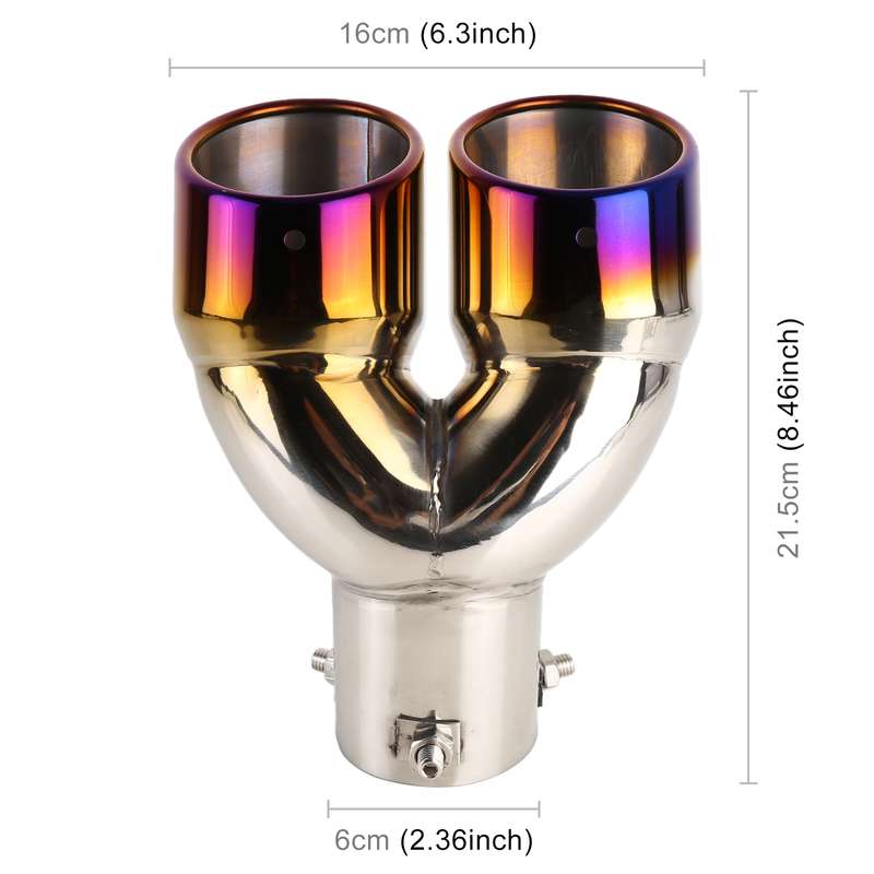 Universal Car Styling Stainless Steel Elbow Exhaust Tail Muffler Tip Pipe, Inside Diameter: 6cm (Gre