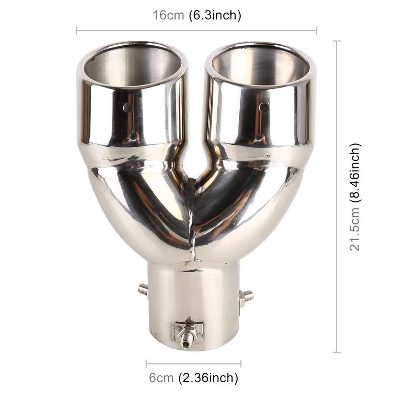 Universal Car Styling Stainless Steel Elbow Exhaust Tail Muffler Tip Pipe, Inside Diameter: 6cm (Gre