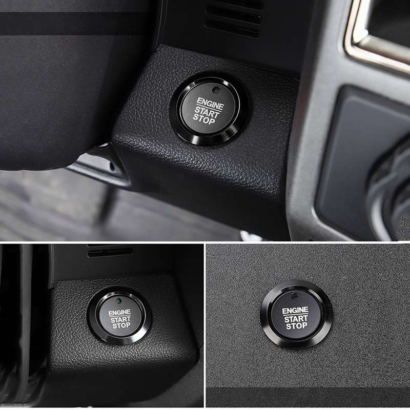 Car Engine Start Key Push Button Ring Trim Sticker Decoration for Ford F150 (Black)