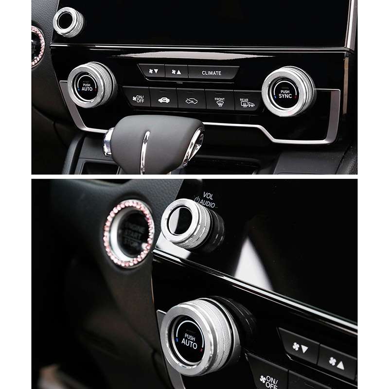 3 PCS Car Metal Air Conditioner Knob Case for Honda CR-V 2017-2021 (Blue)