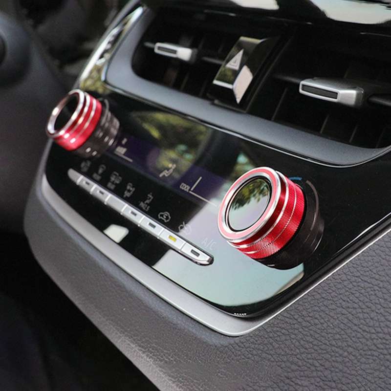 2 PCS Car Metal Air Conditioner Knob Case for Toyota Corolla / Levin / Allion / Yaris 2019-2021 (Bla
