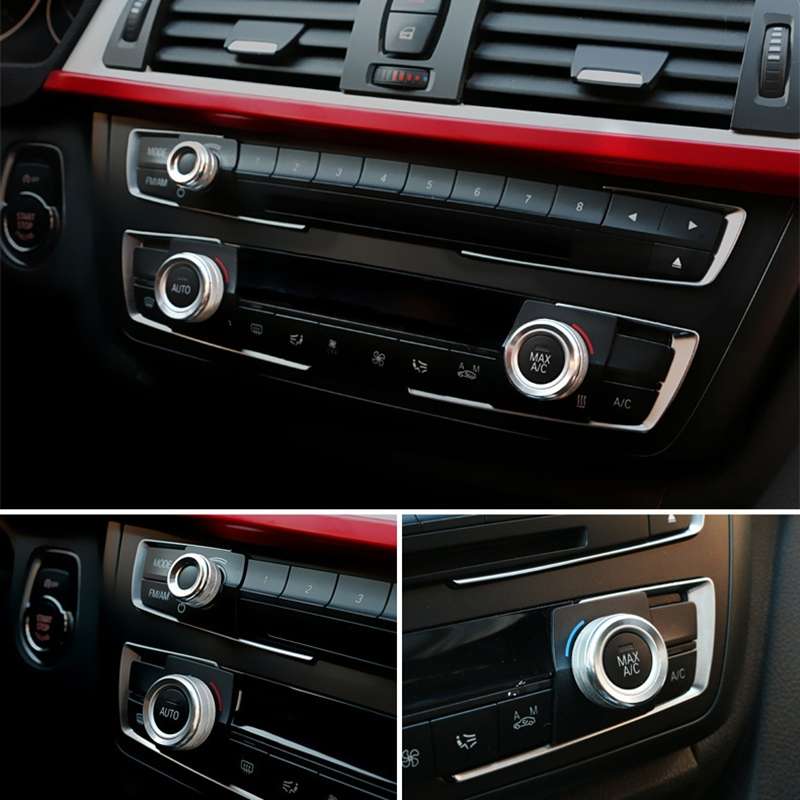 3 PCS Car Metal Air Conditioner Knob Case for BMW X1 / X2 / GT (Blue)