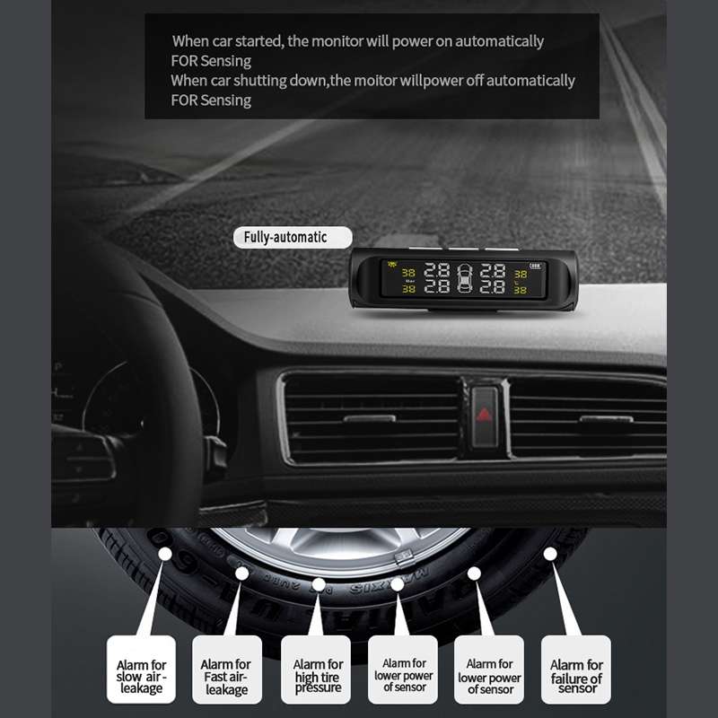 YB-Q0248 Universal Car Wireless Solar External Tire Pressure Monitor Detector