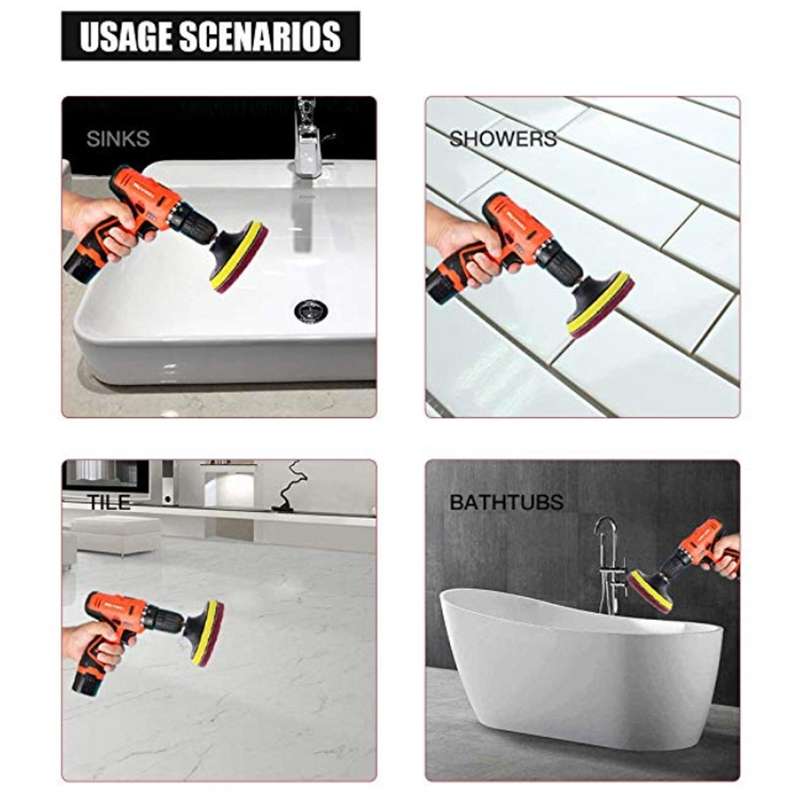 13 in 1 4 inch Sponge Scouring Pad Floor Wall Window Glass Cleaning Descaling Electric Drill Brush H