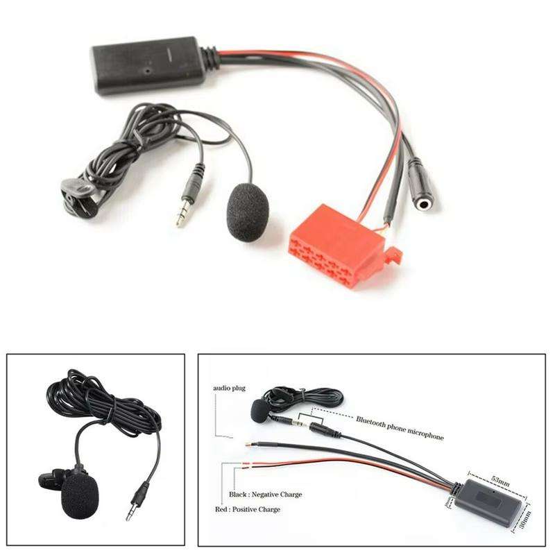Car AUX Bluetooth Audio Cable Wiring Harness + MIC for Mercedes-Benz Special by abaecker BE2210/BE16