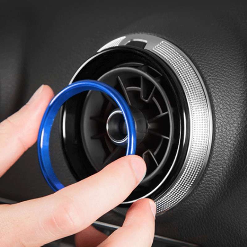 4 PCS / Set Air Conditioning Vent Metal Decorative Ring for Audi A1(Blue)