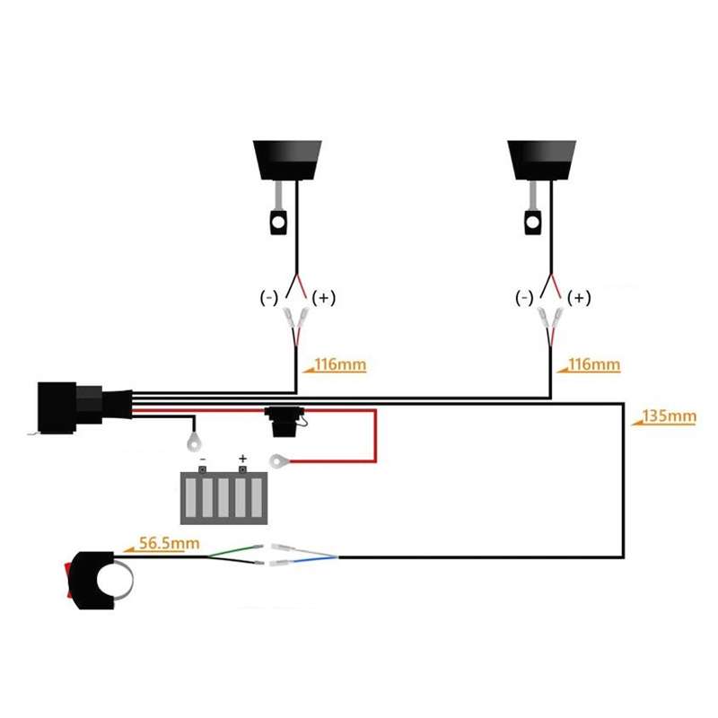 24V 2 in 1 Car / Motorcycle LED Spotlight Headlight Flashing Wiring Harness Cable