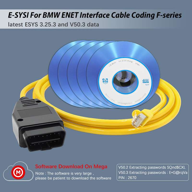 ESYS ENET for ICOM BMW F-Series with A Full Set of CD V50.3 Car Brush Hidden Cable
