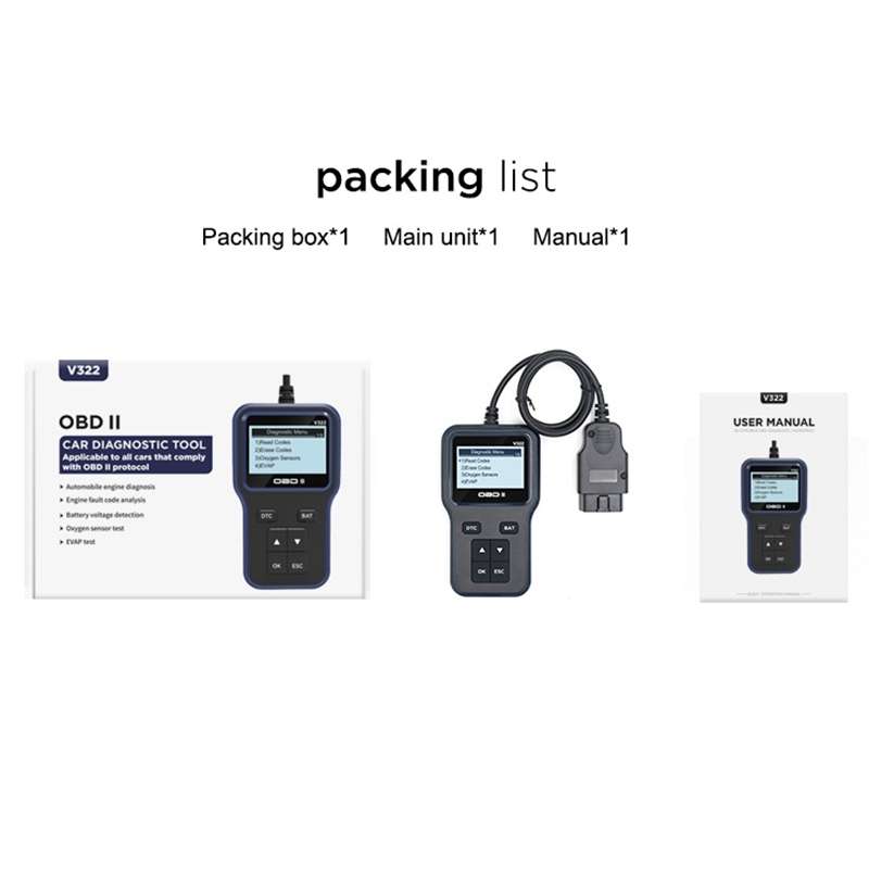 V322 Car OBD Handheld Code Reader Multilingual Fault Diagnosis Device