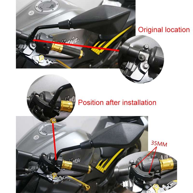 SF-YSZ-2 Mirror Code Motorcycle Modification Aluminum Alloy CNC Rearview Extension Bracket Set (Blac